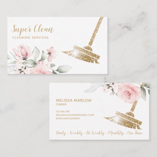 Haushaltshilfe Sauberkeit Haus Sparkling Gold Flor Visitenkarte (Vorne/Hinten)
