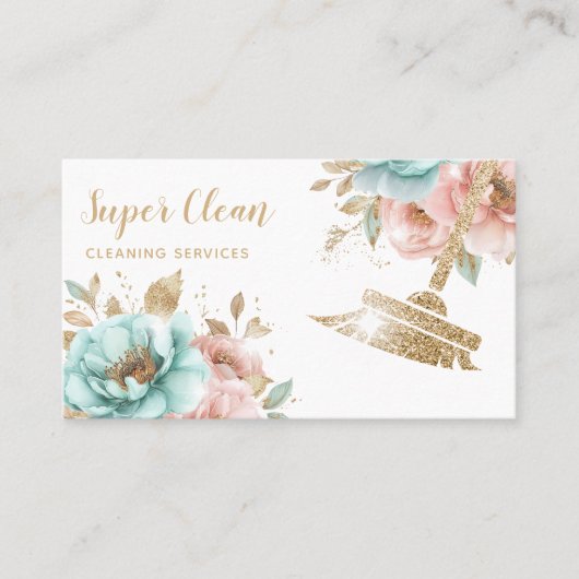 Haushaltshilfe Sauberkeit Haus Sparkling Gold Flor Visitenkarte (Vorderseite)