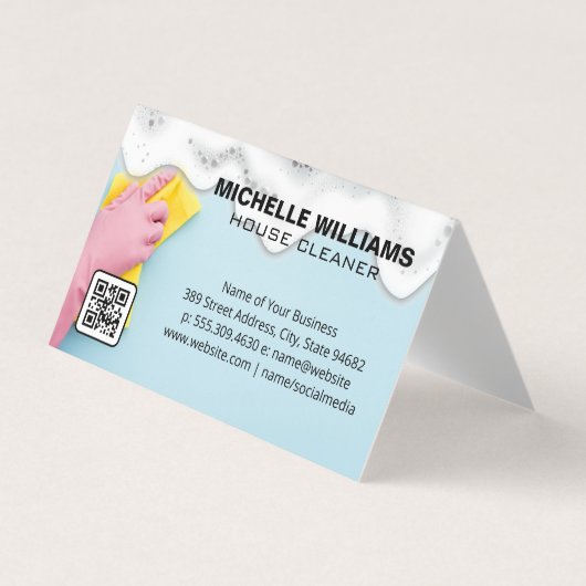 Haushaltshilfe | Seifenspulen | QR-Code Visitenkarten (Vorderseite)