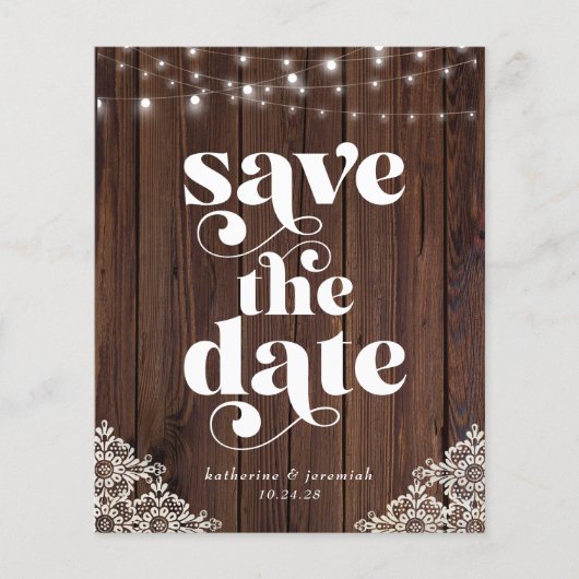 Haushaltsholz-Streichelleuchten Save the Date (Vorderseite)