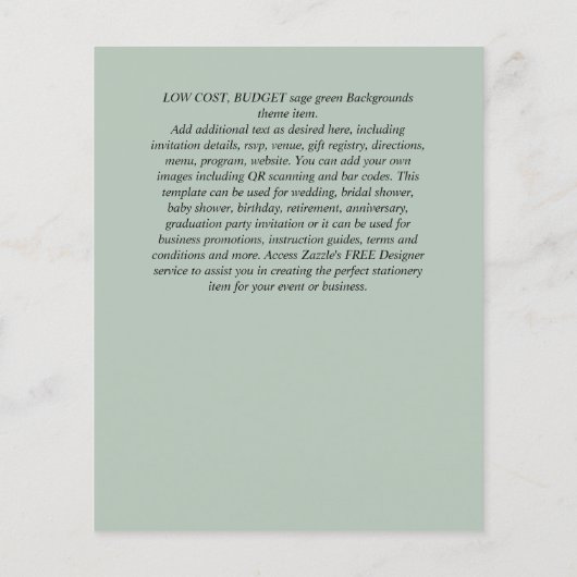 HAUSHALTSINVITATIONEN - JEDE VERANSTALTUNG - SAGE  (Rückseite)