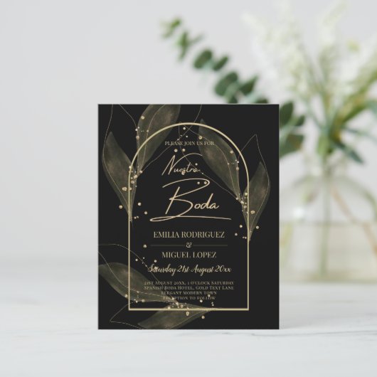 HAUSHALTSJet Black Gold Blätter Hochzeitsfeier (Stehend Vorderseite)