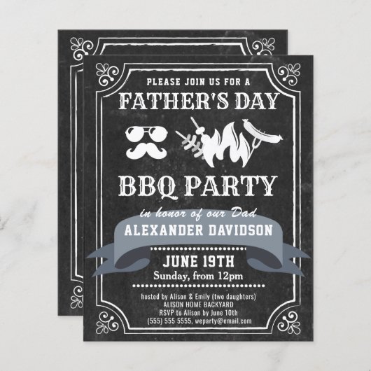 HAUSHALTSKALKBO Vatertag GRILLEN Party einladen (Vorne/Hinten)