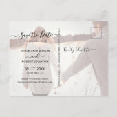 Haushaltskalligrafie 3 FotoCollage Save the Date Ankündigungspostkarte (Rückseite)