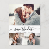 Haushaltskalligrafie 3 FotoCollage Save the Date Ankündigungspostkarte (Vorderseite)
