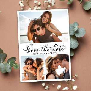 Haushaltskalligrafie 3 FotoCollage Save the Date Ankündigungspostkarte
