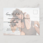 Haushaltskalligrafie 3 FotoCollage Save the Date Ankündigungspostkarte (Rückseite)