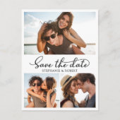 Haushaltskalligrafie 3 FotoCollage Save the Date Ankündigungspostkarte (Vorderseite)