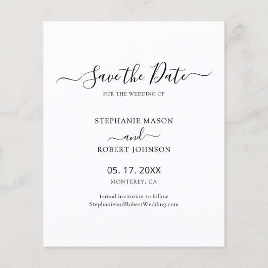 Haushaltskalligrafie 3 FotoCollage Save the Date Flyer (Hinten)