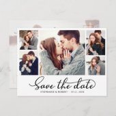 Haushaltskalligrafie 5 FotoCollage Save the Date Ankündigungspostkarte (Vorne/Hinten)