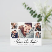 Haushaltskalligrafie 5 FotoCollage Save the Date Ankündigungspostkarte (Stehend Vorderseite)