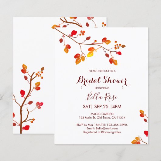 Haushaltskalligrafie Fall Bridal Dusche Einladung (Vorne/Hinten)