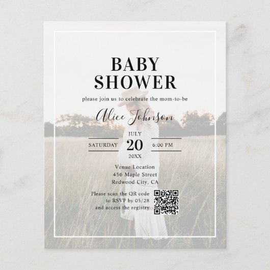 Haushaltskalligrafie QR Code Foto Babydusche (Vorderseite)