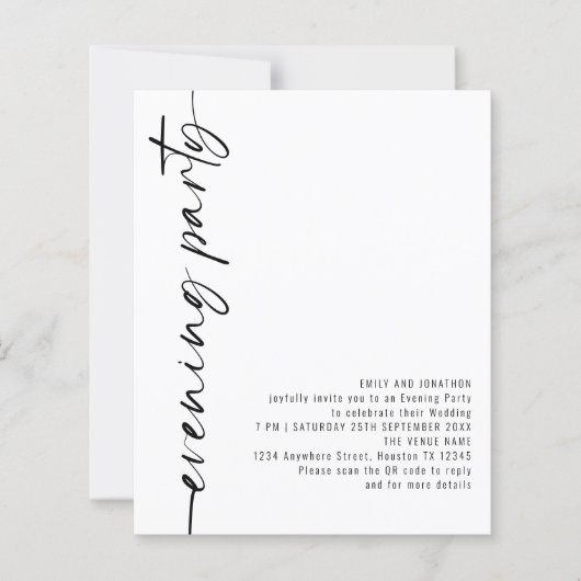 HAUSHALTSKalligrafie QR-Code Hochzeitsfeier Abend  (Vorderseite)