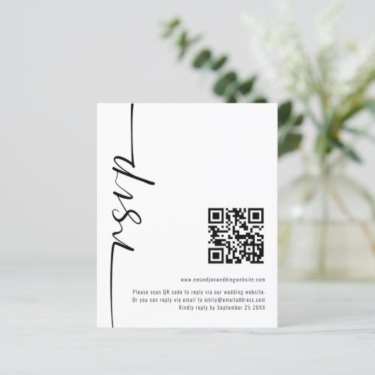 Haushaltskalligrafie QR Code Wedding RSVP (Stehend Vorderseite)