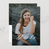 Haushaltskalligrafie Skript Zwei Foto Abschluss Dankeskarte (Vorne/Hinten)