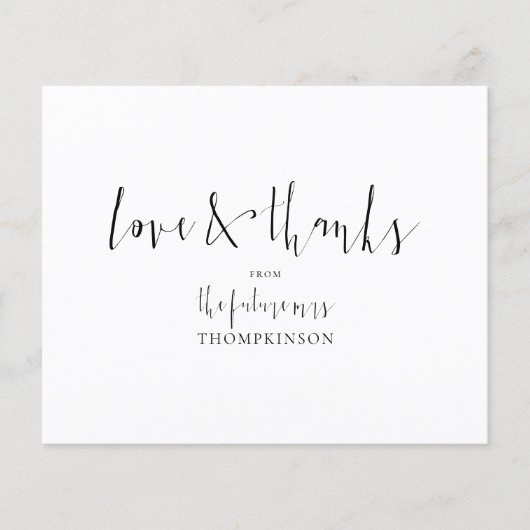 Haushaltskalligrafie Zukunft Brautparty Dank (Vorderseite)