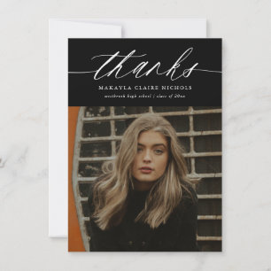 Haushaltskalligrafie Zwei Foto Schwarzer Abschluss Dankeskarte