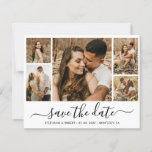 Haushaltskalligrafisches Foto Save the Date<br><div class="desc">Budget Elegant Modernes Minimalistisches Kalligraphieskript 5 FotoCollage Speichern Sie die Datumskarten in Schwarzweiß. Dieses romantische,  zarte Design ist perfekt für moderne Hochzeiten. Enthält 5 (fünf) Grid-Foto Collage,  eine whimsical Kalligraphie in handgeschriebenen Stil Swash Schwanz Schriftart. Einfach mit Ihren Hochzeitsdetails und Fotos personalisieren. Niedrige Budget billige Karten erschwinglich.</div>