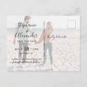 Haushaltskalligraphie FotoCollage Save the Date Ankündigungspostkarte (Rückseite)