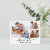 Haushaltskalligraphie FotoCollage Save the Date Ankündigungspostkarte (Stehend Vorderseite)