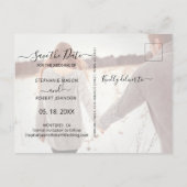 Haushaltskalligraphie FotoCollage Save the Date Ankündigungspostkarte (Rückseite)