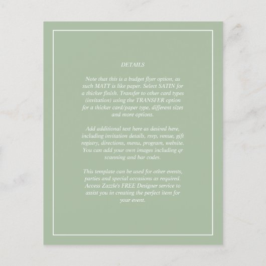 HAUSHALTSKARTE Apple Green Monochrome Text Flyer (Hinten)