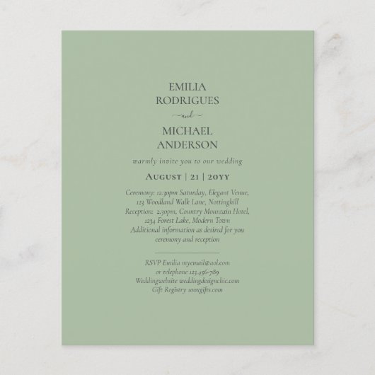 HAUSHALTSKARTE Apple Green Monochrome Text Flyer (Vorne)