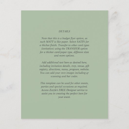 HAUSHALTSKARTE Apple Green Monochrome Text Flyer (Hinten)