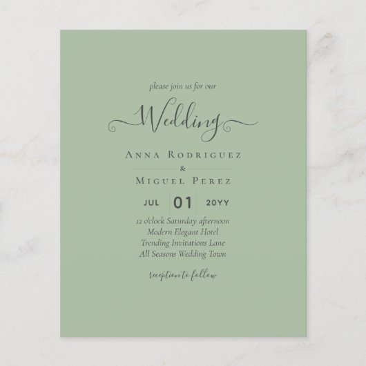 HAUSHALTSKARTE Apple Green Monochrome Text Flyer (Vorne)