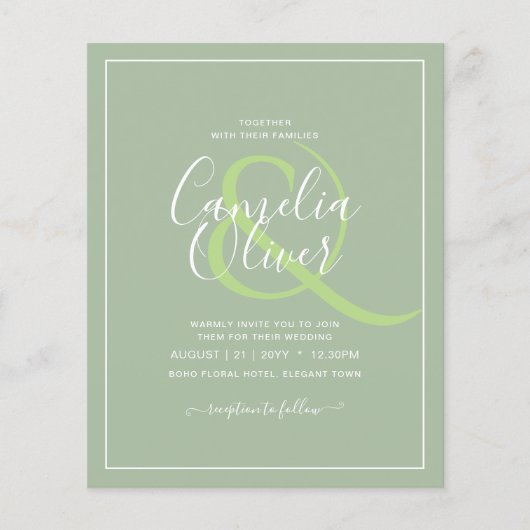 HAUSHALTSKARTE Apple Green Monochrome Text Flyer (Vorne)