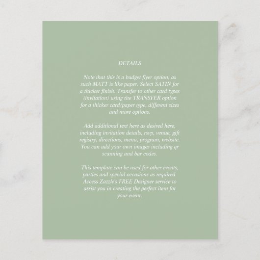 HAUSHALTSKARTE Apple Green Monochrome Text Flyer (Hinten)