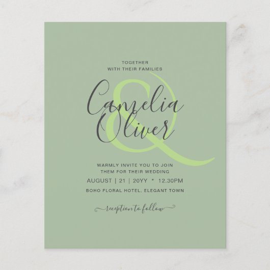 HAUSHALTSKARTE Apple Green Monochrome Text Flyer (Vorne)