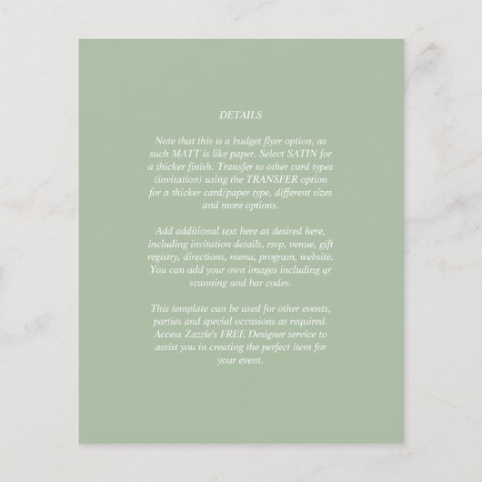 HAUSHALTSKARTE Apple Green Monochrome Text Flyer (Hinten)