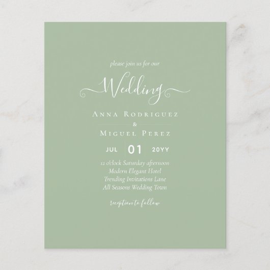 HAUSHALTSKARTE Apple Green Monochrome Text Flyer (Vorne)