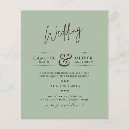 HAUSHALTSKARTE Apple Green Monochrome Text Flyer (Vorne)