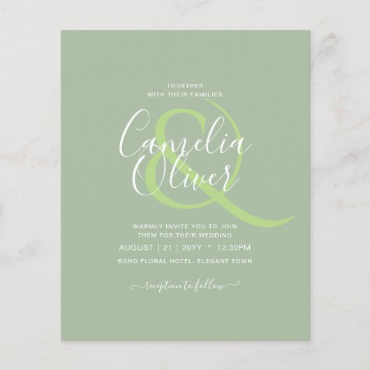 HAUSHALTSKARTE Apple Green Monochrome Text Flyer (Vorne)