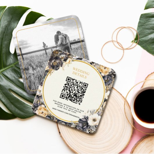 HAUSHALTSKARTE für Hochzeiten QR Code Foto UAWG Quadratische Visitenkarte