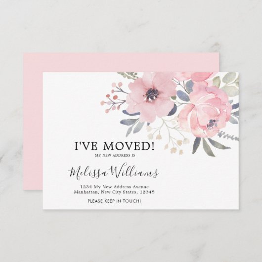 HAUSHALTSKARTE Rosa Blütenrosa Ankündigungskarte Ankündigung (Vorne/Hinten)