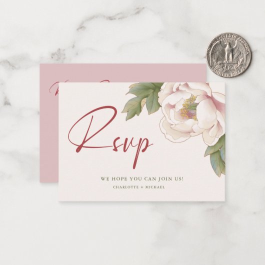 HAUSHALTSKARTE - Rosa Pinker-Piepser-Blumenzwiebel Mitteilungskarte (Vorderseite/Rückseite Beispiel)