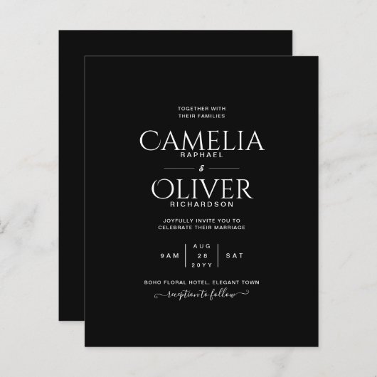 HAUSHALTSklassische Schwarz-weiße MONOCHROME Hochz (Vorne/Hinten)