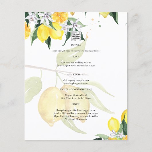 HAUSHALTSKONTROLLE - 1 FOTO OVERLAY Lemons Wedding Flyer (Hinten)