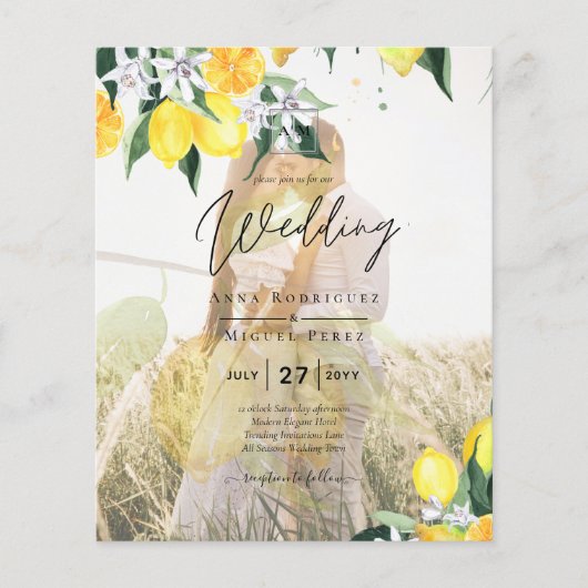HAUSHALTSKONTROLLE - 1 FOTO OVERLAY Lemons Wedding Flyer (Vorne)