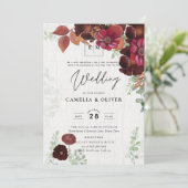 HAUSHALTSKONTROLLE 1 Rustikale Herbstmaroon Burgun Einladung (Stehend Vorderseite)