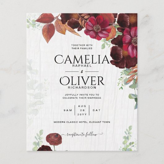 HAUSHALTSKONTROLLE 1 Rustikale Herbstmaroon Burgun Flyer (Vorne)