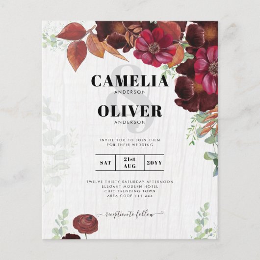 HAUSHALTSKONTROLLE 1 Rustikale Herbstmaroon Burgun Flyer (Vorne)