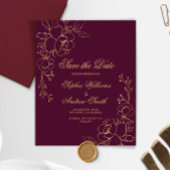 HAUSHALTSKONTROLLE & Gold-Blume Save the Date Kart