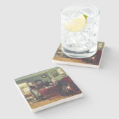 Haushaltskonversation (von Konstantin Makovsky) Steinuntersetzer (Seitenansicht)