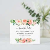 Haushaltskorallen Peach Floral Save the Date Einla (Stehend Vorderseite)