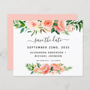 Haushaltskorallen Peach Floral Save the Date Einla